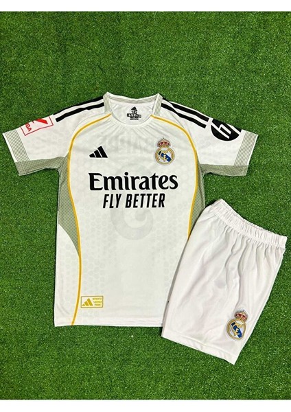 Real Madrid 2025-26 Yeni Sezon Vini Jr. Iç Saha Çocuk Forması 2'li Set fırsatları