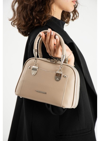 ,çok Gözlü,fitil Detaylı , Açık Vizon El ve Çapraz Kadın Çantası modelleri