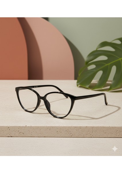 Elvin Siyah Cat Eye 49 Ekartman Mavi Işık Korumalı Gözlük | Optik Uyumlu fiyatları