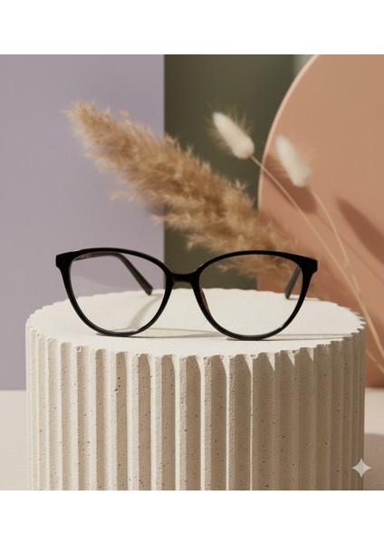 Elvin Siyah Cat Eye 49 Ekartman Mavi Işık Korumalı Gözlük | Optik Uyumlu fırsatları