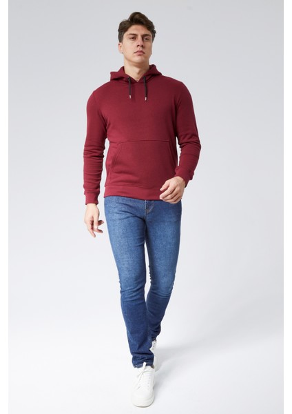 Mooncover Erkek Kapşonlu Kanguru Cepli 3 Iplik Şardonlu Sweatshirt fiyatları