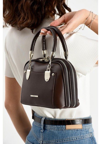 ,çok Gözlü,fitil Detaylı , Kahve El ve Çapraz Kadın Çantası modelleri