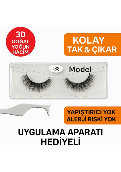 Manyetik Takma Kirpik Seti 3D Doğal Yoğun Hacim – Uygulama Aparatı Hediyeli, Kolay Takılan ve Yeniden Kullanılabilir modelleri