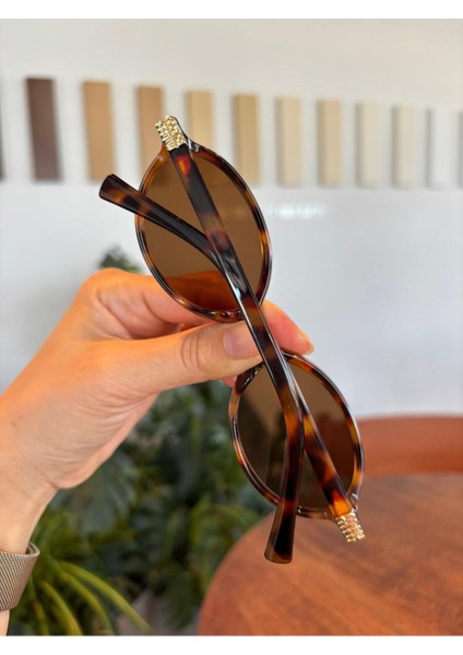 Miux Leopar Çerçeveli Kahverengi Metal Aksesuarlı Ital Ürün Kemik Çerçeve Vip Ürün modelleri