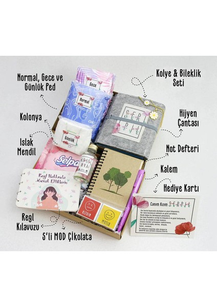 Kızlara Özel Ergenliğe Girme Hediye Seti - Ilk Regl Seti modelleri
