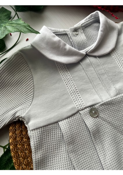 Kopanakili Bebe Yakalı Erkek Bebek Tulum modelleri