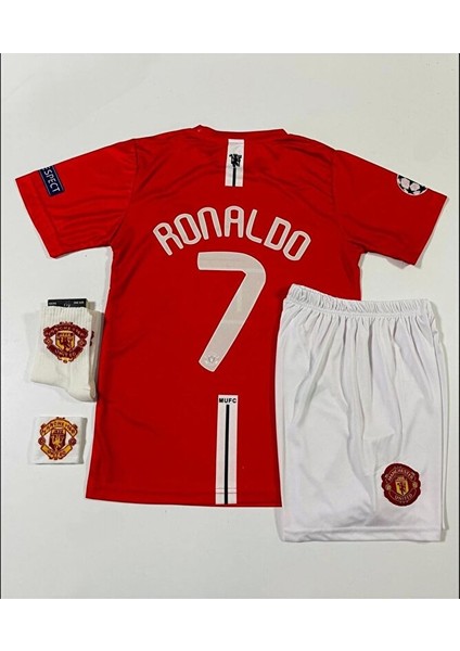 M.unitedd 2008 Moskova Cristiano Ronaldo Çocuk Forması 4'lü Set (Red-Kısa-Armalı)