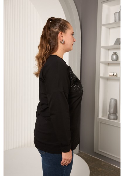 Büyük Beden Taş Baskılı Yazılı Sweatshirt indirimleri