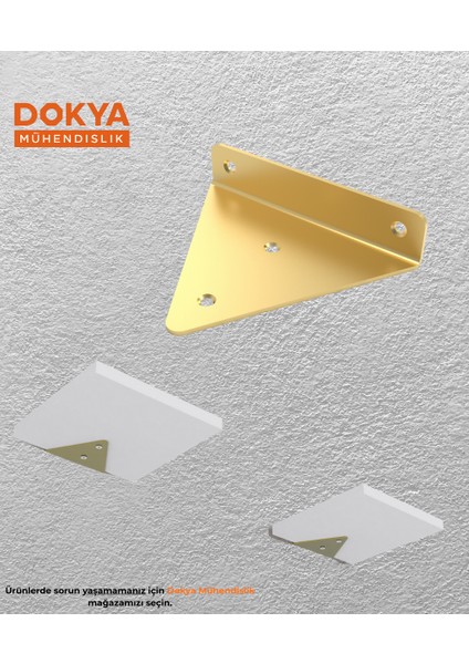 2'li Gold Gizli Duvar Rafı Askı Aparatı ve 2 Ad 20X20 cm Beyaz Mdf fiyatları