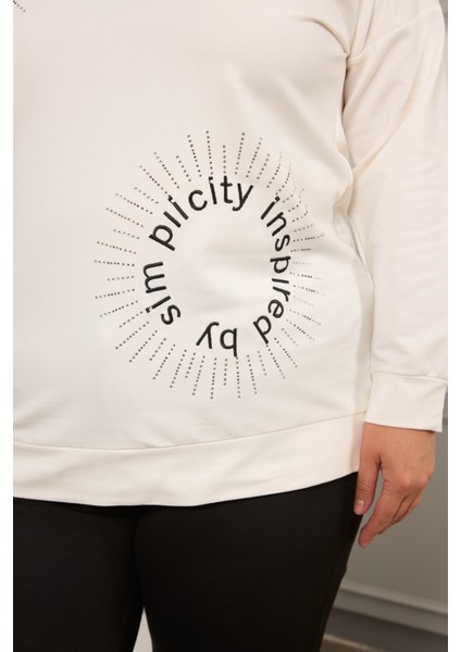 Büyük Beden Taş Baskılı Yazılı Sweatshirt fiyatları