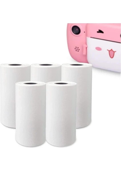 Buğz Çocuk Kamera Baskı Kağıdı, 5’li Rulo 57X25MM Çekirdekli Fotoğraf Baskı Termal Kağıt Rulo