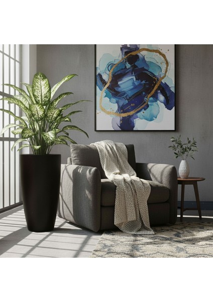 Aura Curva 70X40CM Kıvrımlı Konik Fiberglass Saksı Büyük Boy Iç Dış Mekan Dış Mekan