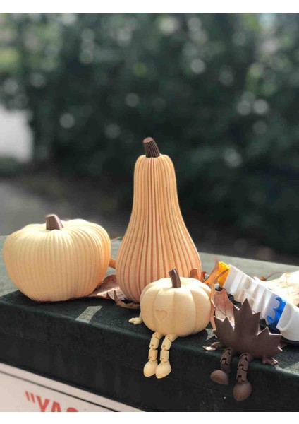 Sonbahar Temalı 3D Baskı Balkabağı Dekor Seti – Pilli Işıklı Mumluk (Pla Malzeme) fiyatları