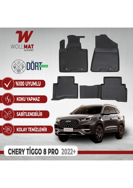 Tiggo 8 Pro Paspas 2022 Sonrası Uyumlu 3D Havuzlu Paspas