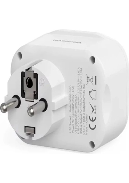 Buğz AC-115 2500W 3.4A 2usb 1type-C 1soket Akım Korumalı Şarj Adaptörü Priz Çoğaltıcı fırsatları