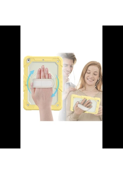 iPad 10.2 (7.nesil) Kılıf Strap New Tablet Kapak - Sarı fiyatları