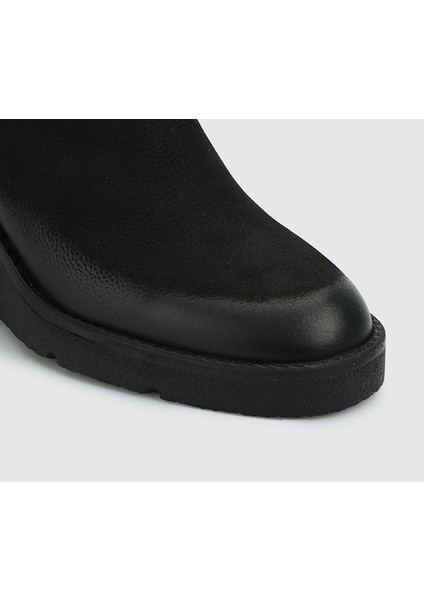 Siyah Deri Kadın Bootie indirimleri