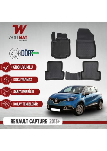 Renault Captur Uyumlu Paspas 2013 Sonrası 3D Havuzlu Paspas Seti