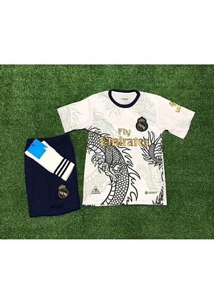 Cristiano Ronaldo Beyaz Dragon Tasarımlı Çocuk Forması 4'lü Set