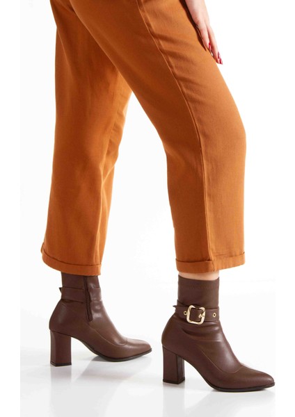 Altın Metal Tokalı Streç Topuklu Kadın Bot fiyatları