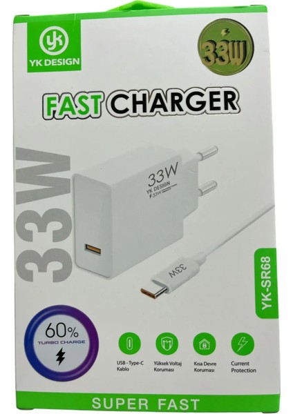 USB Type-C 33W Şarj Aleti YK-SR68 (2818)