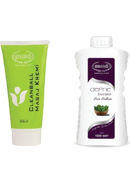 Clean Ball Masaj Kremi 200 ml ve Defne Ekstraktlı Sıvı Sabun 1000 ml