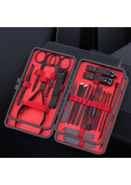 18 Parça Manikür Pedikür Set Kutusu Çelik Deri Çantalı Bakım Seti (2818) fiyatları