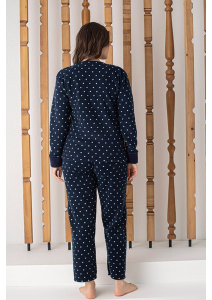 Kadın Lacivert Desenli Polar Peluş Pijama Takımı Luki fiyatları