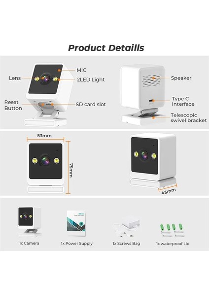 Blic Blm-45 2MP Full Hd Akıllı Wi-Fi Ip Kamera / Dahili Mikrofon ve Hoparlör (Çift Yönlü Ses) / İç Ortam Bebek Güvenlik Kamera Sistemi fırsatları