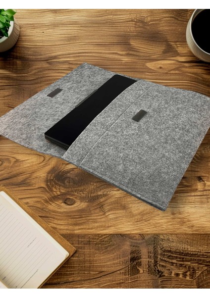 Gri Keçe Laptop Kılıfı 15.6 & 16 Inç Macbook ve Gamebook Uyumlu Koruyucu Tablet ve Evrak Çantası modelleri