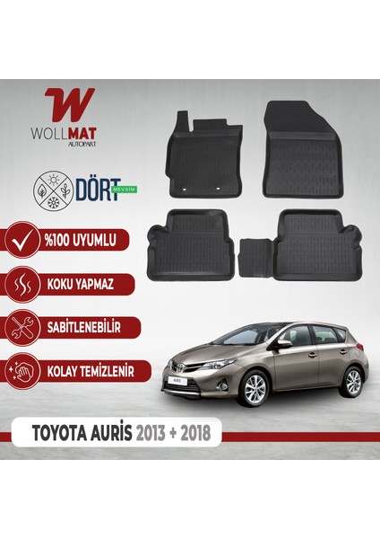 Toyota Auris Paspas 2013 2018 Arası Uyumlu 3D Havuzlu Paspas Seti