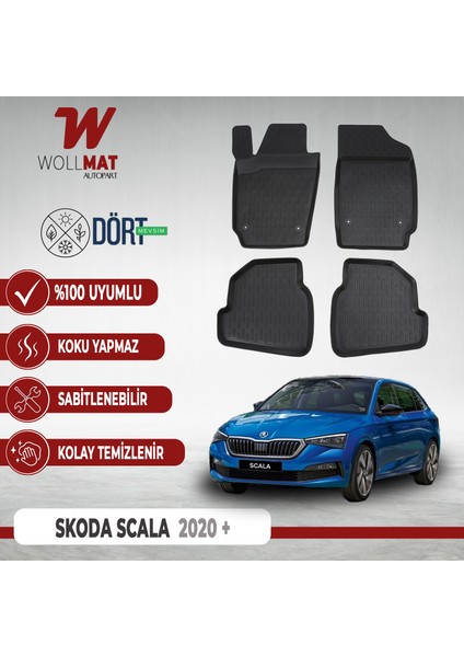 Skoda Scala Paspas 2020 Sonrası Uyumlu 3D Havuzlu Paspas Seti
