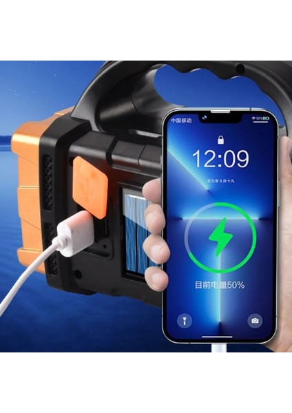 Solar ve USB Şarjlı LED + Cob El Feneri | 1500 Mah Şarjlı Taşınabilir Çalışma Işığı–su geçirmez (2818) fırsatları