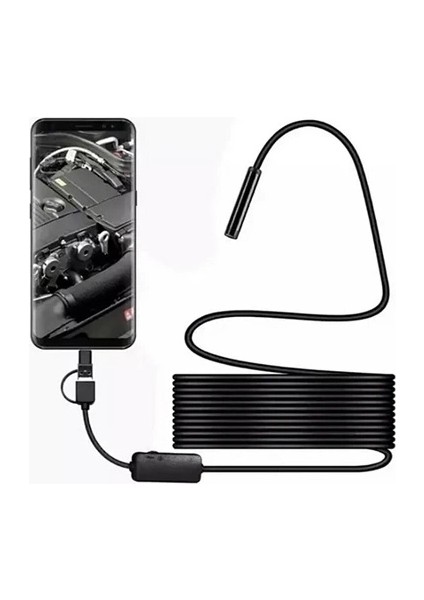 Buğz Vtn-02 Endoskop Yılan Video Kamera Led’li 2 Metre 7 mm Sert Kablo Su Geçirmez