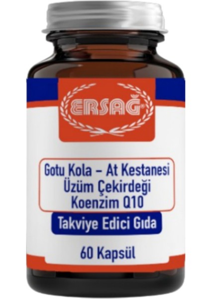 Gotu Kola, At Kestanesi, Üzüm Çekirdeği ve Koenzim Q10 60 Kapsül - Yeni Ambalaj