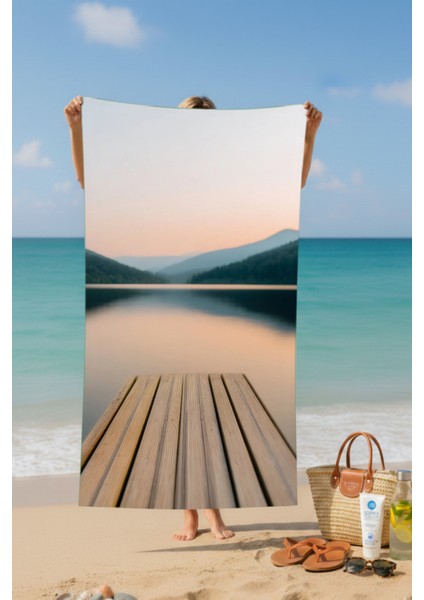 Deniz Baskılı Pamuk Plaj Havlusu – Desenli Tasarım – 75X150 cm fiyatları