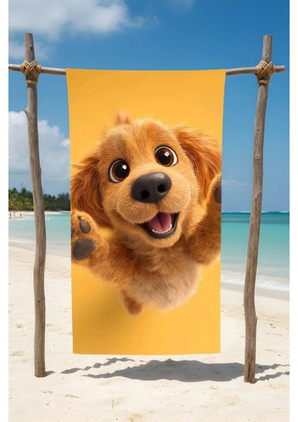 Sevimli Köpek Baskılı Pamuk Plaj Havlusu – Desenli Tasarım – 75X150 cm fiyatları