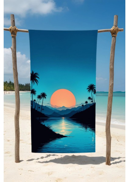 Güneş Desenli Pamuk Plaj Havlusu – Desenli Tasarım – 75X150 cm