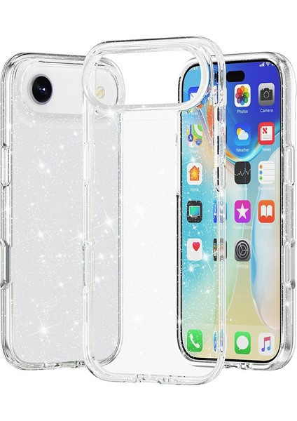 iPhone 17 Air Kılıf Simli Jelly Transparan Silikon Kapak
