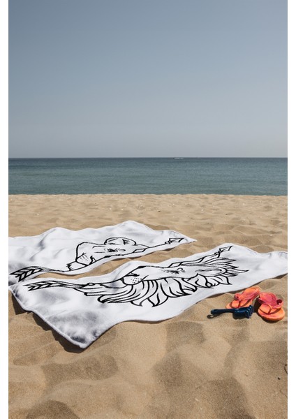 Aslanlar Çiftlere Özel Plaj Havlusu- 75CM x 150CM (2 Adet Havlu) fırsatları