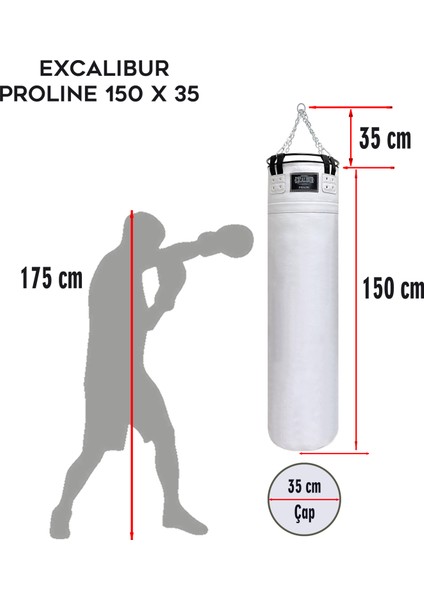 Proline Steel Salon Tipi Profesyonel Çemberli Boks Torbası 150 x 35 Beyaz fiyatları