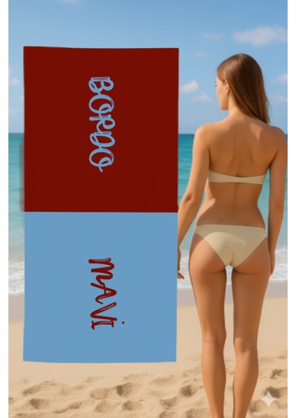 Pamuk Plaj Havlusu – Bordo - Mavi Tasarım – 75X150 cm fiyatları