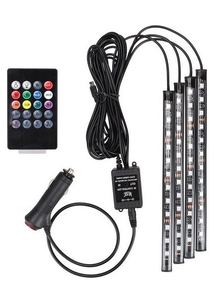 Kia Shuma Uyumlu Ayak Altı LED Kumandalı Araç Içi Aydınlatma 4 Lü Sese Duyarlı Renk Değiştirme Özellikli fırsatları