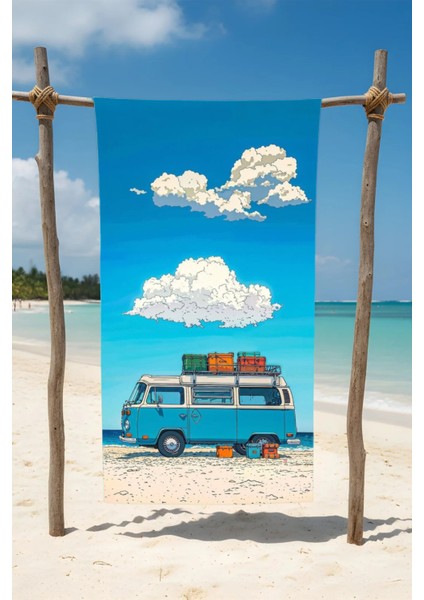 Karavan Baskılı Pamuk Plaj Havlusu – Desenli Tasarım – 75X150 cm fiyatları