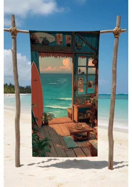 Pamuk Plaj Havlusu – Manzara 2 Tasarım – 75X150 cm