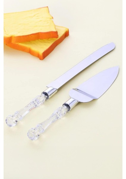 2 Li Paslanmaz Çelik Pasta Servis Seti Spatula Bıçak Seti