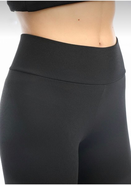 Yüksek Bel, Fitilli, Toparlayıcı Interlok Beli Lastikli Örme Kadın Tayt indirimleri