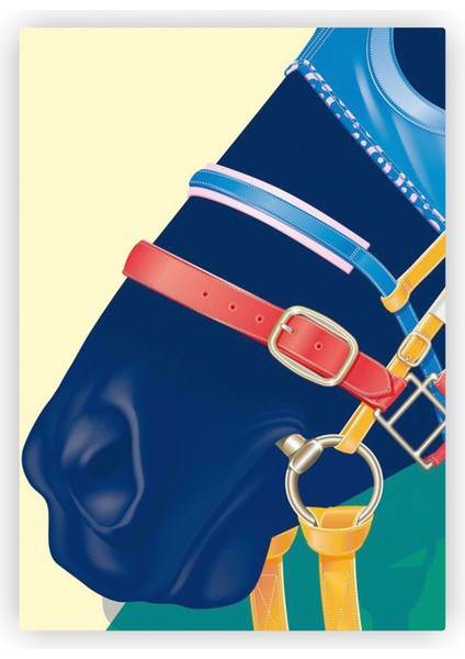 Bir Atın Başı Yularlı At Modern Sanat İllüstrasyon Ahşap Poster 20 x 29 cm