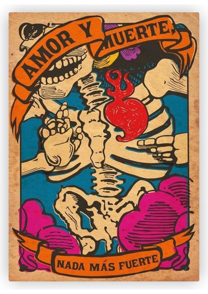 Amor Y Muerte Nada Mas Fuerte Aşk Ve Ölüm Ahşap Poster 20x29 cm