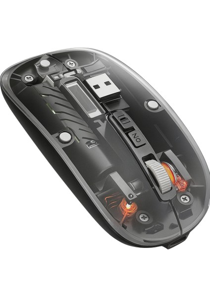 Xkın XK-M01 Şeffaf Kapaklı Kablosuz Mouse | Bt + 2.4g Çift Bağlantı | Şarjlı Sessiz Mouse | Ofis – Pc – Mac – iPad Uyumlu